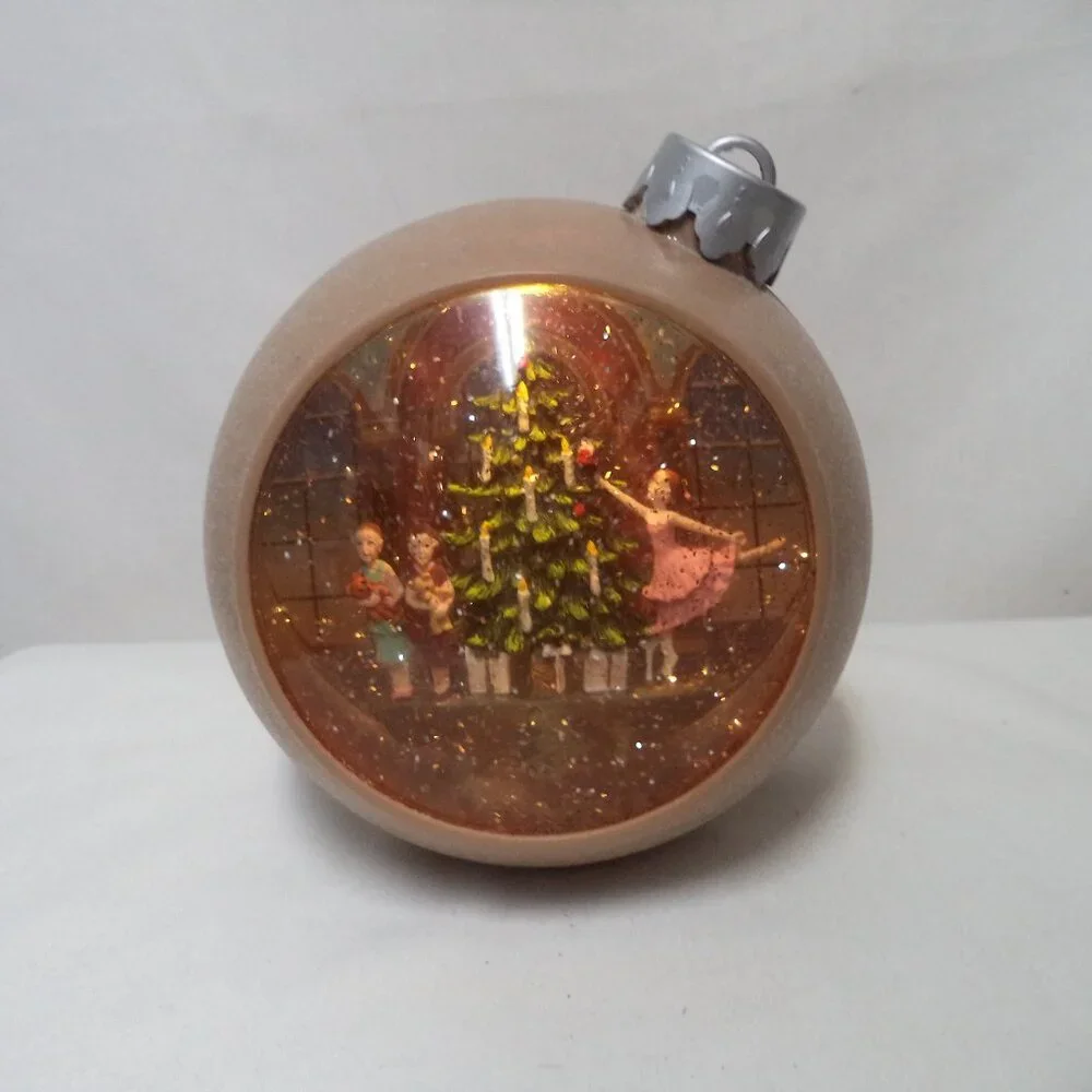 Vintage Christmas Nutcracker ornament Snow Globe lights up plastic 7 x 7 Holiday